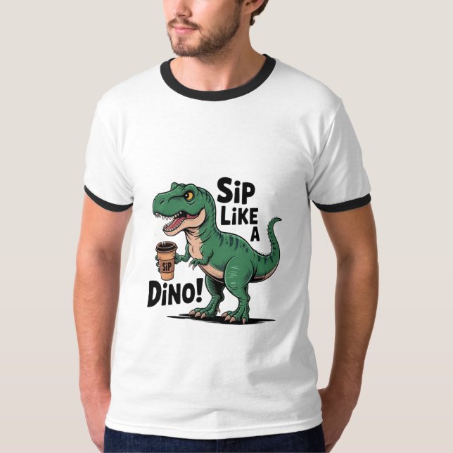 Camiseta café de bebida de dinosaurio (Anverso)