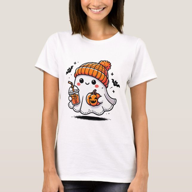 Camiseta Café de bebida fantasma lindo Hielo Fantasma Hallo (Anverso)