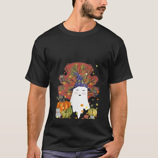 Camiseta Café de calabaza de gato fantasma para mujeres Lov (Anverso)
