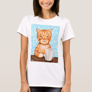 Camiseta Café de consumición anaranjado del gato de Tabby