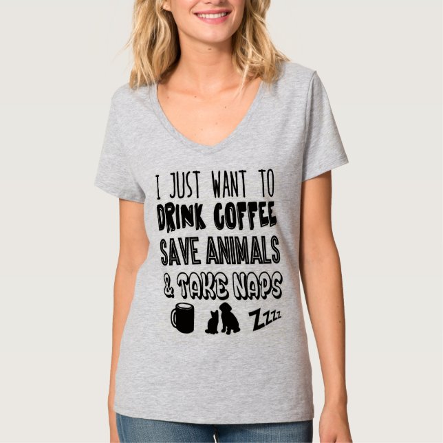 Camiseta Café de consumición y animales de ahorro (Anverso)