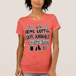 Camiseta Café de consumición y animales de ahorro