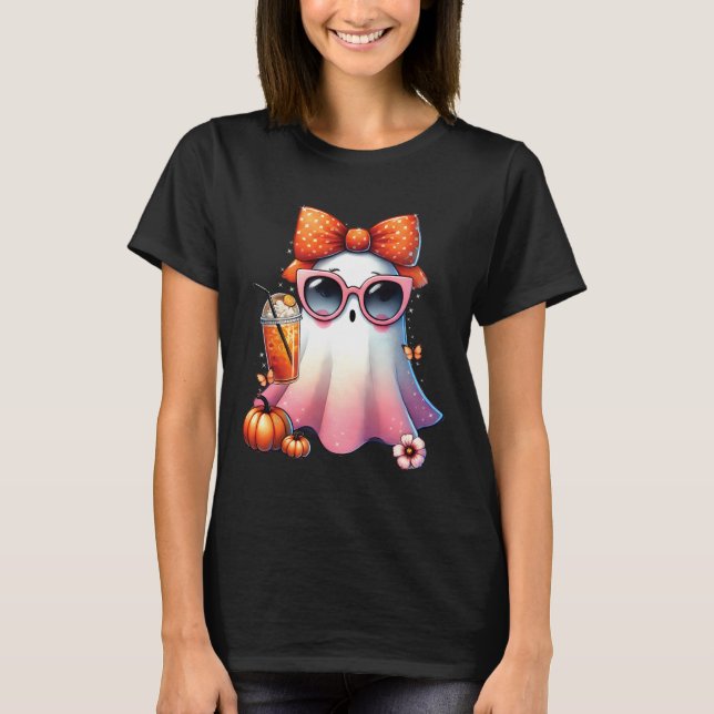 Camiseta Café De Fantasma Con Cebolla De Halloween (Anverso)
