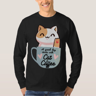 Camiseta Café de gato lindo tazón tazón de gato café de beb