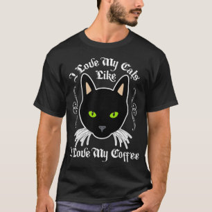 CAMISETA CAFÉ DE GATO NEGRO DIVERTIDO GATO Y AMANTE DE CAFÉ