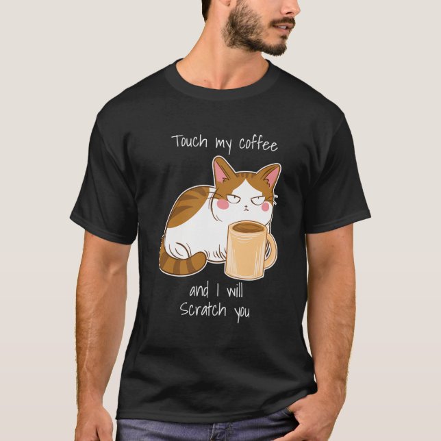 Camiseta Café de gato rico enojado lunes Cafeína (Anverso)