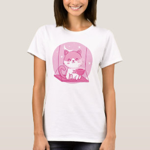 Camiseta Café De Gato Rosa, Bebida De Cafeína De Swing De G
