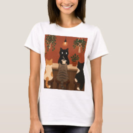 Camiseta Café de Gatos Acogedor Kitten Barista Tienda de Ca