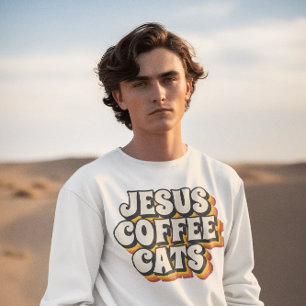 CAMISETA CAFÉ DE GATOS JESÚS CAT T-SHIRTS