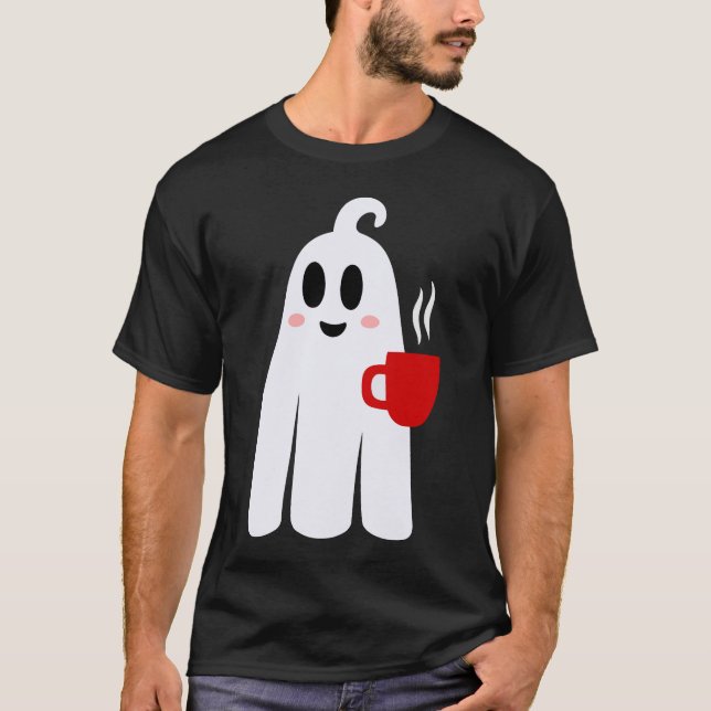 Camiseta café de halloween beber fantasma divertido (Anverso)