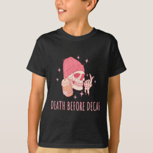 Camiseta Café de Halloween Muerte Antes de Descafeinado Crá