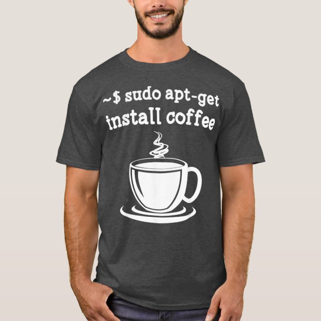 Camiseta Café de instalación de Linu Sudo AptGet (Anverso)