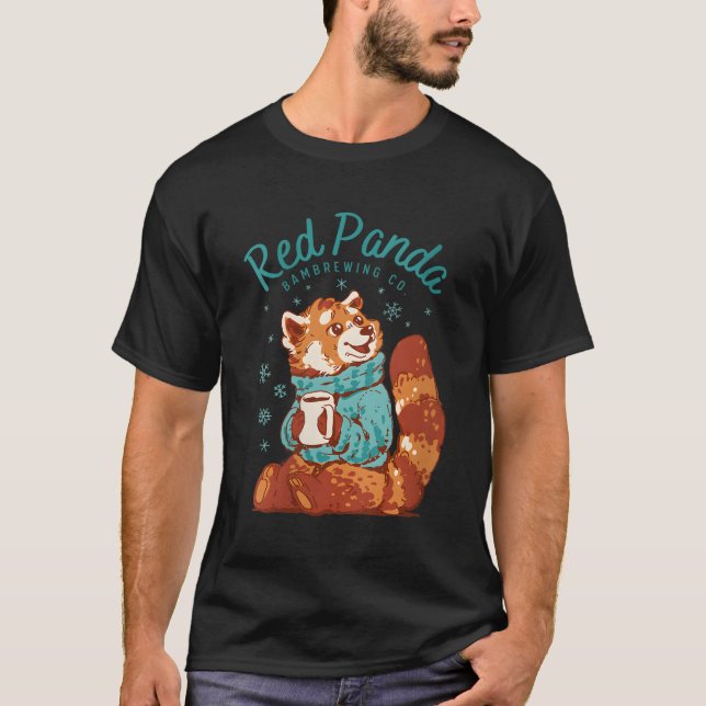 Camiseta Café de la Compañía Panda Rojo Bambrewing (Anverso)
