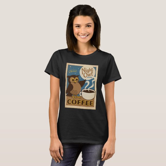 Camiseta Café de Lechuza Nocturno (Anverso completo)