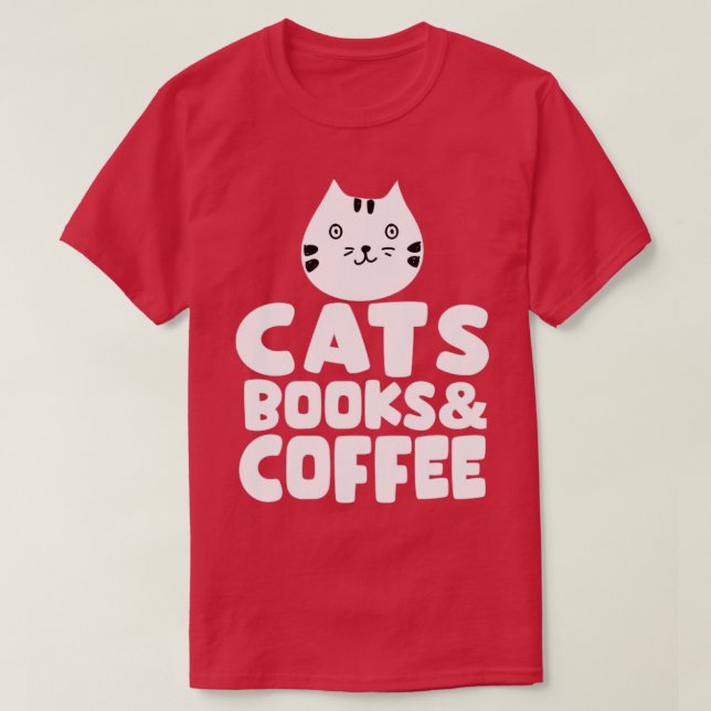 Camiseta Café de los libros de gatos (Diseño del anverso)