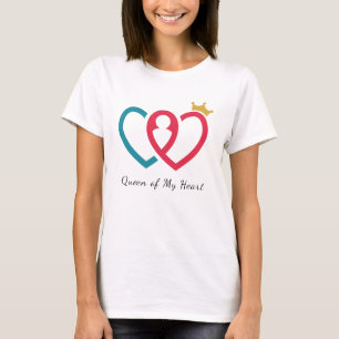 Camiseta Café de Pareja Corona de Reina de Corazón Entrelaz