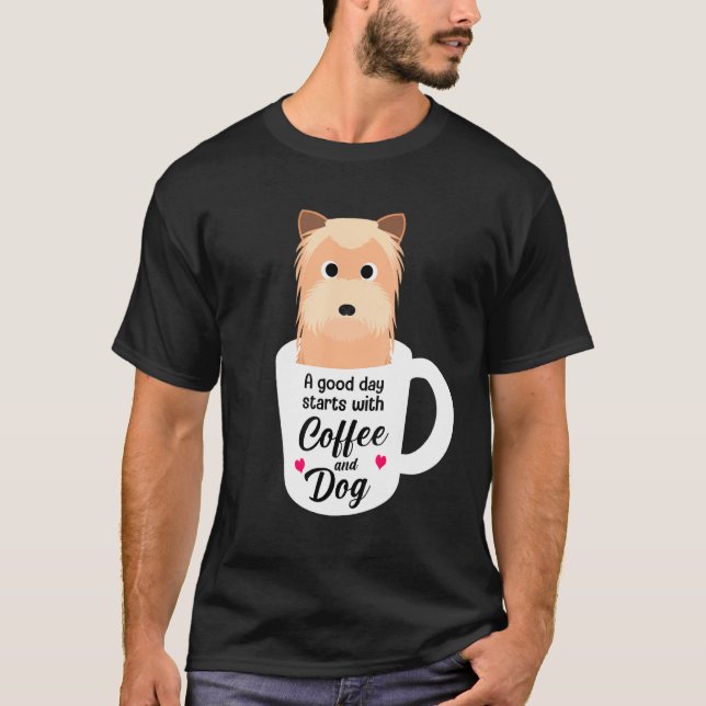 Camiseta Café de perro humorístico de Yorkshire Terrier (Anverso)