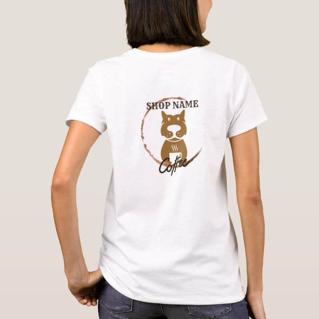 Camiseta Café de Perros Simple Moderno Tienda de Café (Reverso)