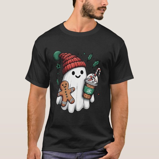 Camiseta Café de Santa Ghost lindo café hielo latte (Anverso)