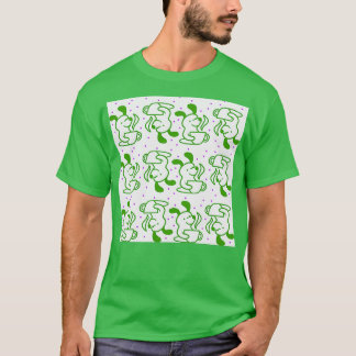 Camiseta café de té con perro verde