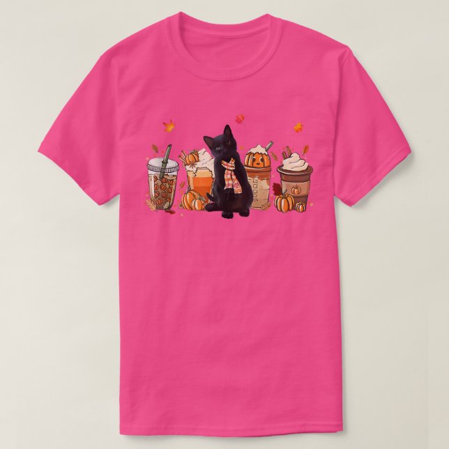 Camiseta Café de última caída de calabaza de gato negro tem (Diseño del anverso)