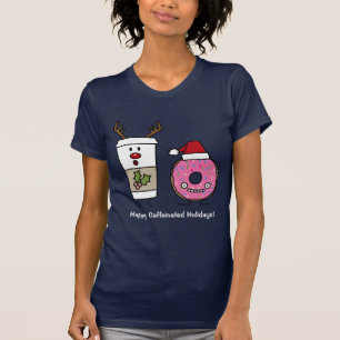 Camiseta Café del reno del navidad y buñuelo de Santa
