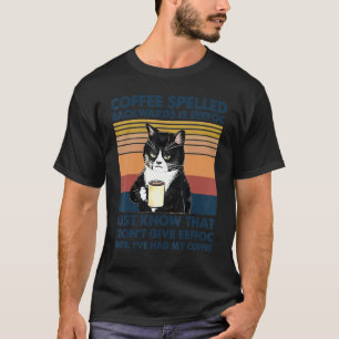 Camiseta Café Deletreado Al Revés Es Eeffoc Gatos Beben Caf