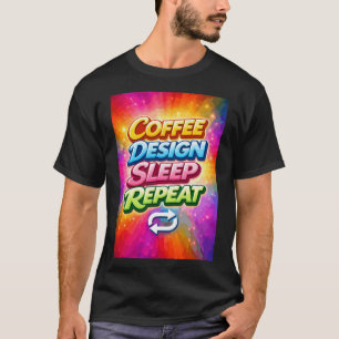 Camiseta Café Diseño Dormir Repetir