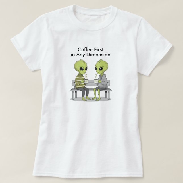 Camiseta Café Divertido y Alienígenas (Diseño del anverso)