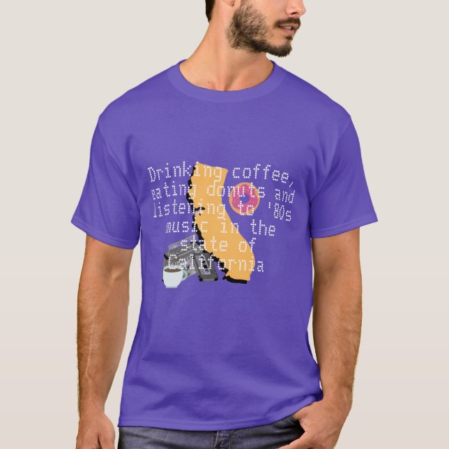 Camiseta Café, donuts y música de los años 80 en California (Anverso)