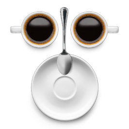 Camiseta Café: dos tazas de café a Saucer y cuchara