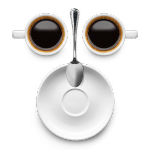 Camiseta Café: dos tazas de café a Saucer y cuchara