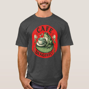 Camiseta Cafe Dragonfly Caprichoso Sereno Rana en hoja de n