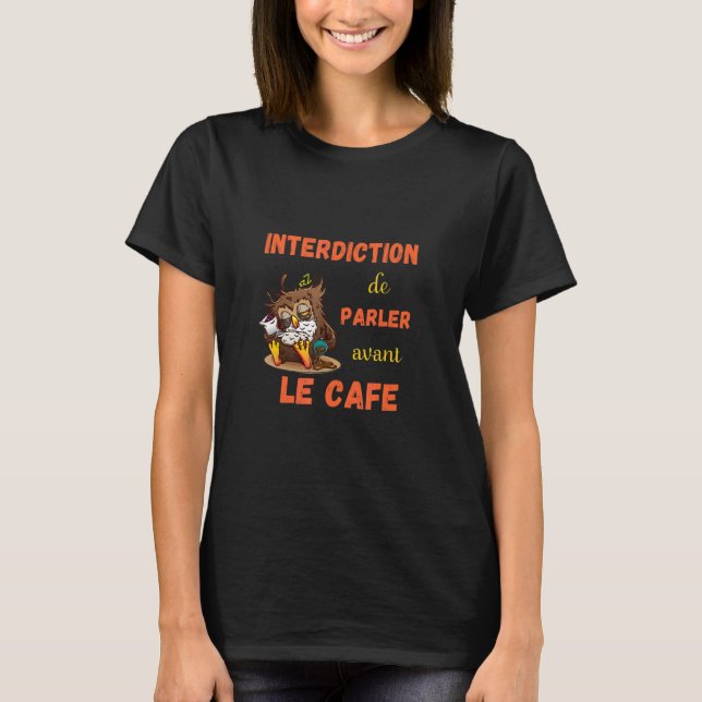 Camiseta Café Du Morning Difícil Reloj De Alarma Con Lechuz (Anverso)