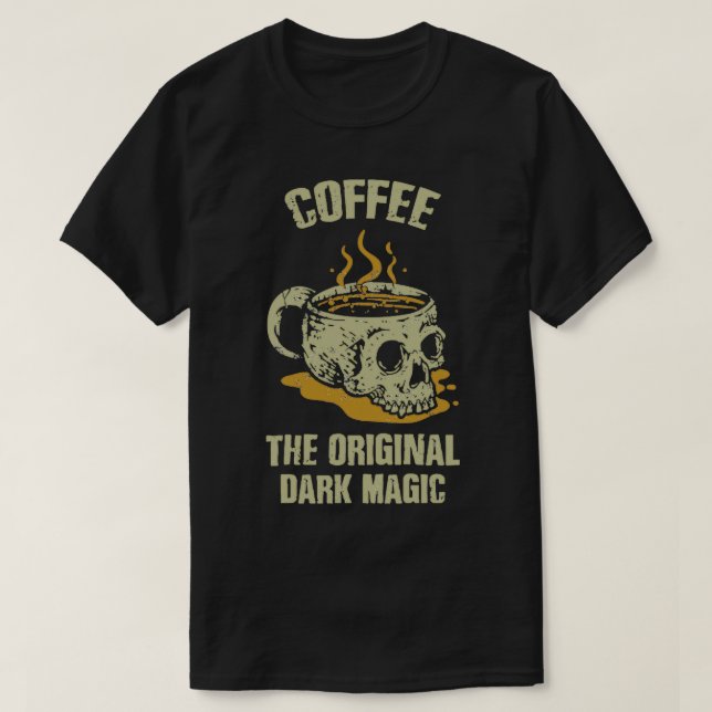 Camiseta Café El Auténtico Calavero Mágico Oscuro (Diseño del anverso)