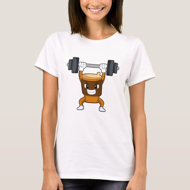 Camiseta Café en entrenamiento de Fuerza con Barbell (Anverso)