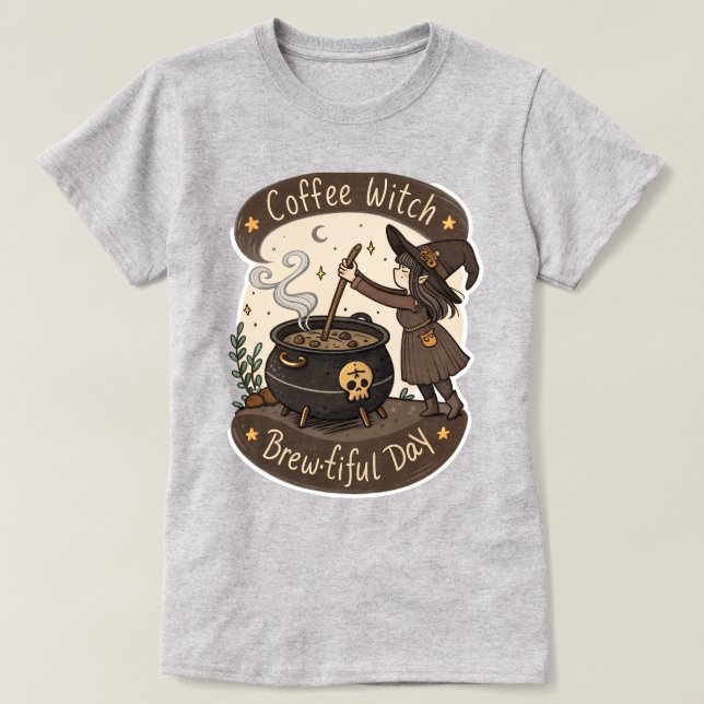 Camiseta Café encantado Camisas de la Bruja de un buen día (Diseño del anverso)