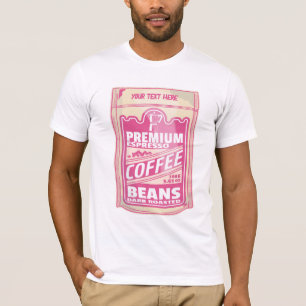 Camiseta Café espresso premium frijoles de comida rosa pop 
