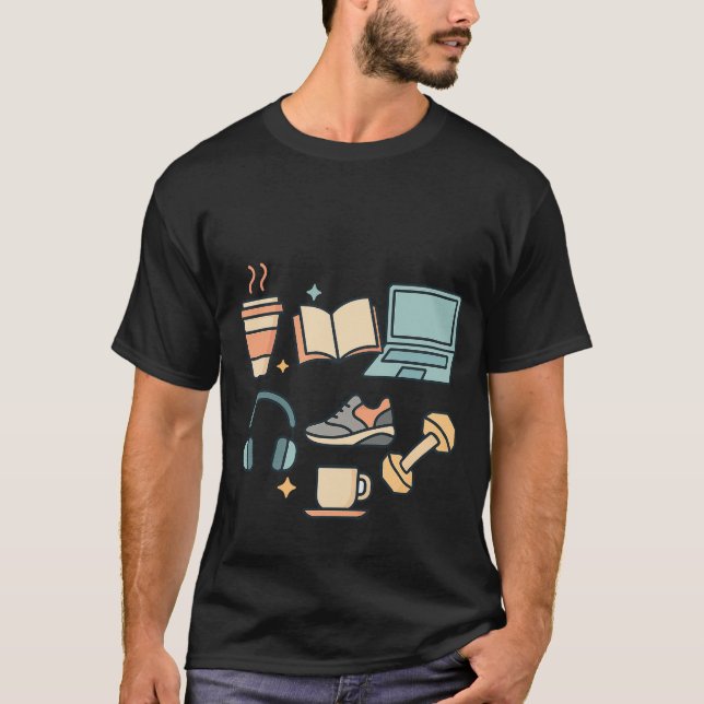 Camiseta Café, estudio, fitness y trabajo - Estilo de vida  (Anverso)