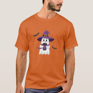 Camiseta Café Fantasma Bruja Cinta de Conciencia Púrpura