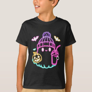 Camiseta Café fantasma lindo beber café espantoso Halloween