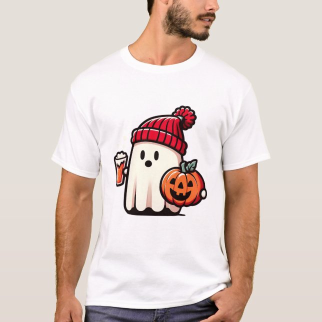 Camiseta Café Fantasma Tía Beanie Cuff Pumpkin Halloween (Anverso)