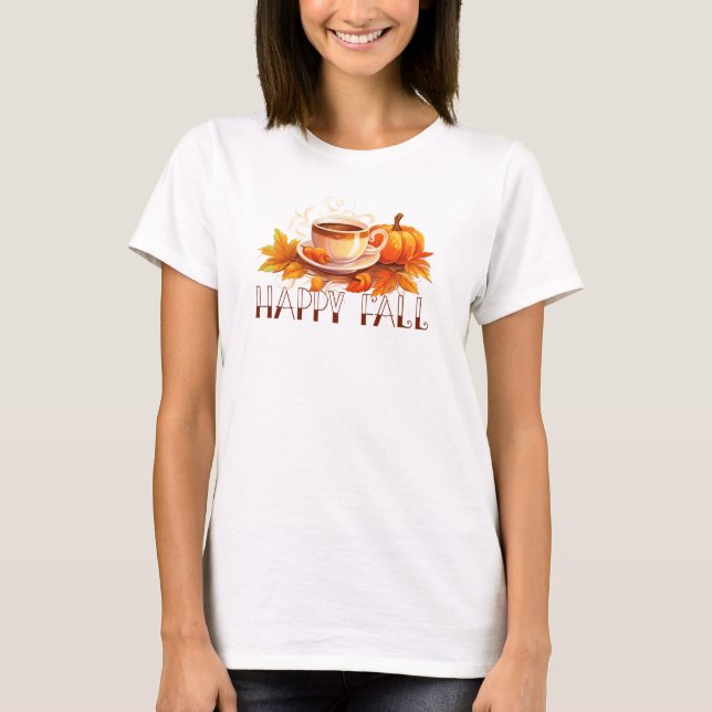Camiseta Café Feliz Otoño Calabaza (Anverso)