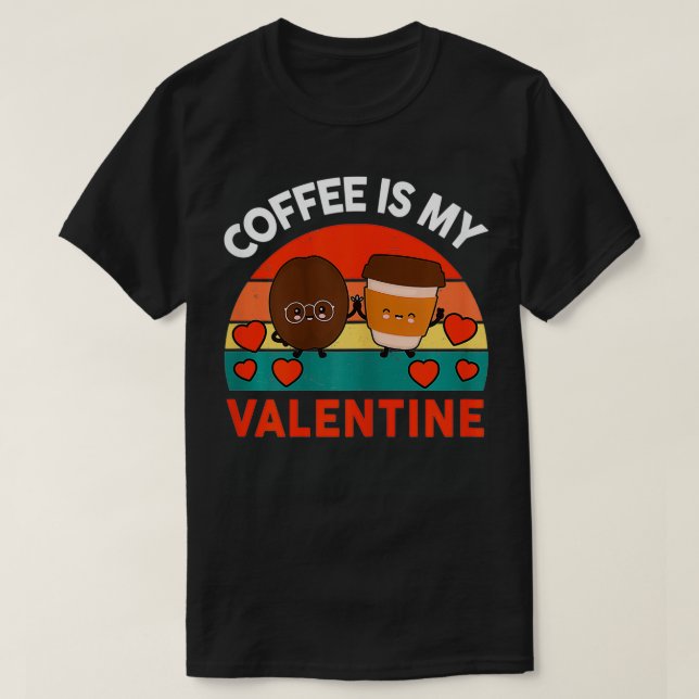 Camiseta Café femenino es mi Día de San Valentín feliz cort (Diseño del anverso)