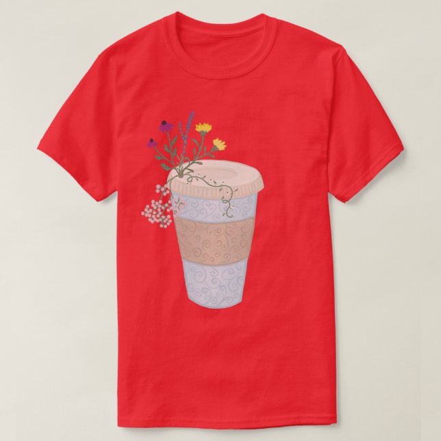 Camiseta Café floral (Diseño del anverso)