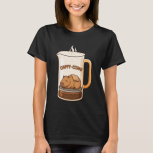 Camiseta Café Francés Kawaii Capybara Durmiente Cappy-ccino
