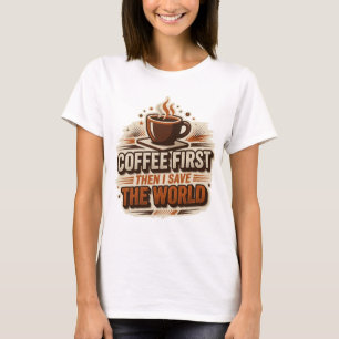 Camiseta CAFÉ FRESCO PRIMERO Y LUEGO SALVA EL MUNDO Arte de