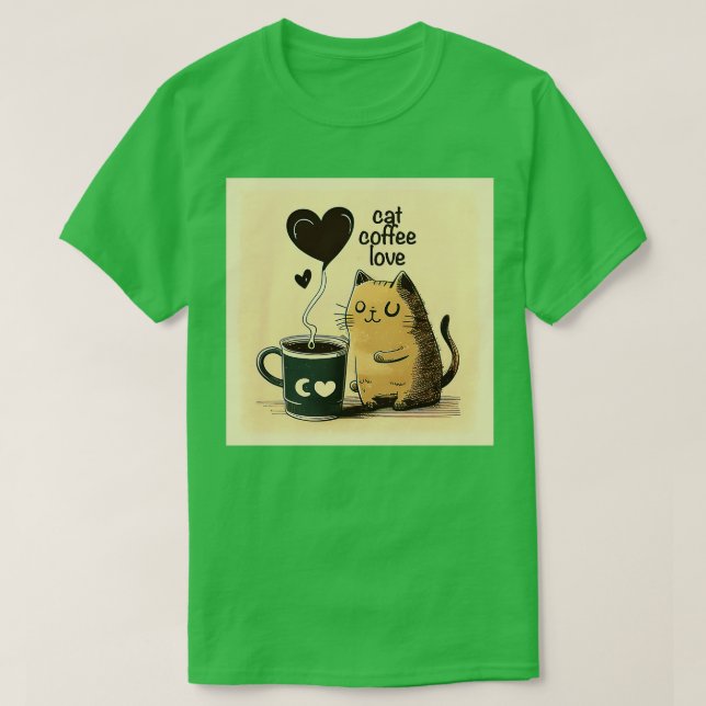 Camiseta Café gato Amor lindo Gracioso Corazón Kitty Mug (Diseño del anverso)