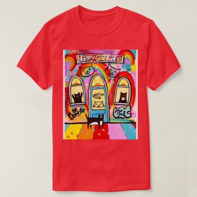 Camiseta Café Gato Feliz (Diseño del anverso)