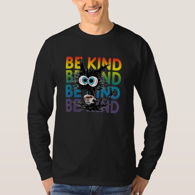 Camiseta Café gato negro, sé amable (Anverso)